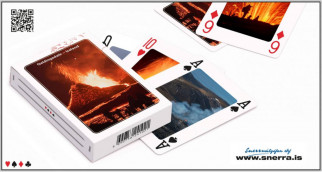 Playing cards with volcano pictures
